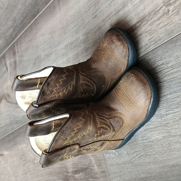 Old West Toddler Leather Cowboy Boots Tubbie Crazy Horse - Picture 10 of 13